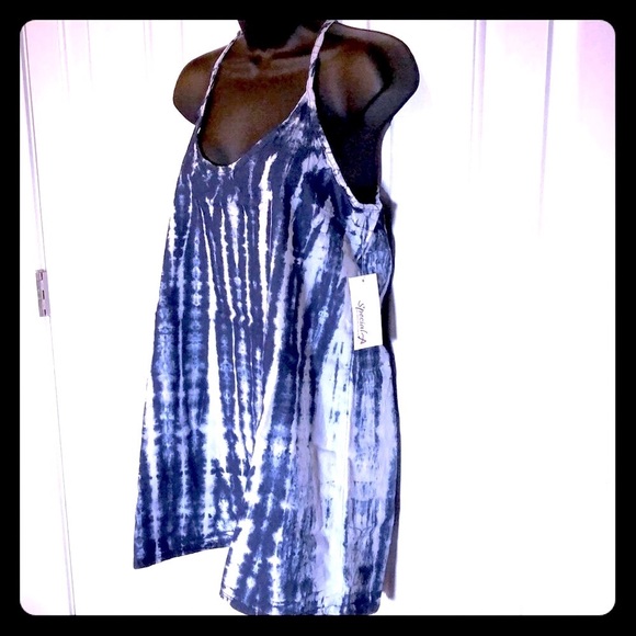 🔴 CLEARANCE🏝️ NWT DENIM COTTON RAZOR-BACK TIE-DYE DRESS/SWIM COVER-UP Womens S M - Picture 6 of 14